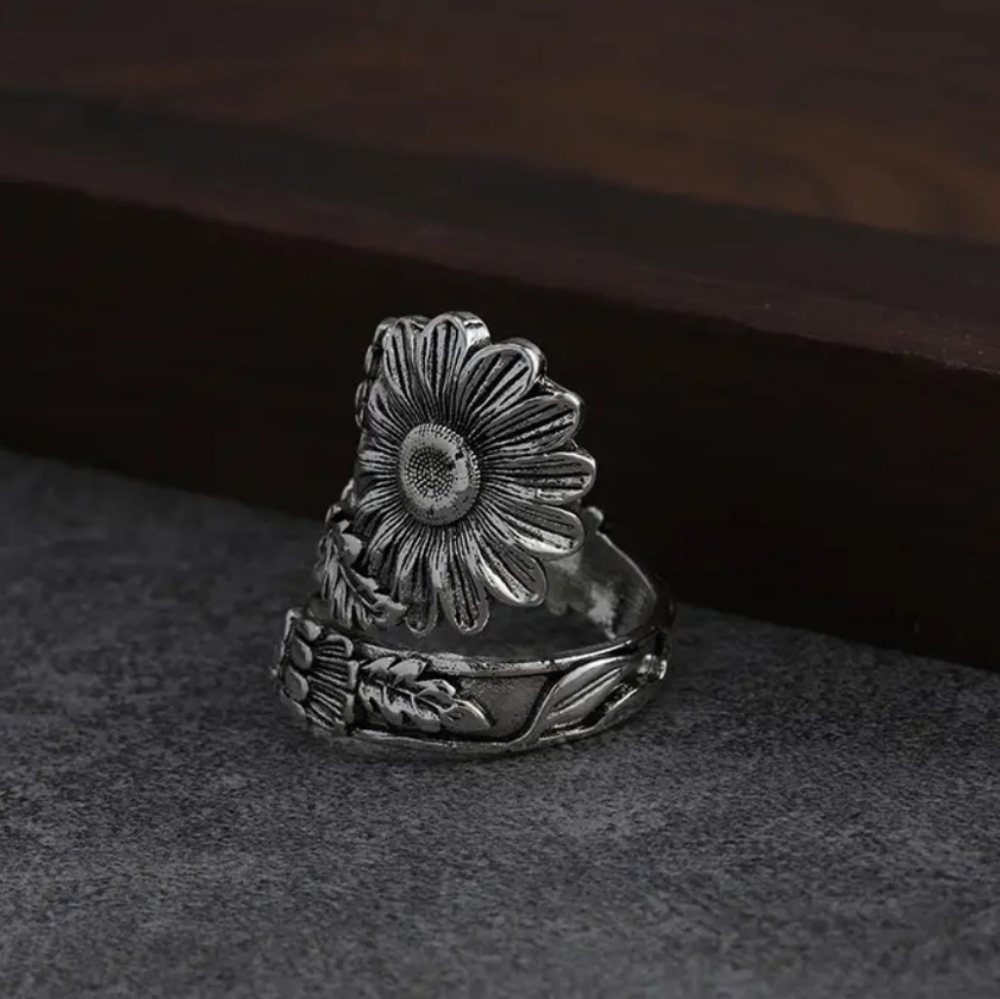 💥Sunflower Spoon Ring Silver Plated